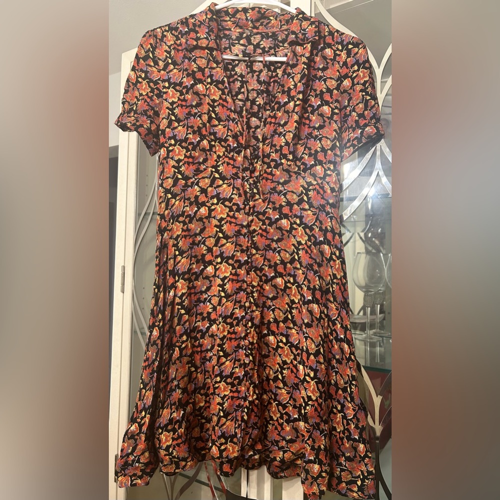 Free People Floral Black mini dress